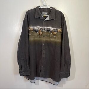 Cabela’s Soft Chamois Elk Print Shirt Size 2XL Tall - Button Up
